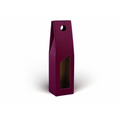 SCATOLA PORTA 1 BOTTIGLIA C/MAN. E FIN. 9x9x38cm ONDA BORDEAUX