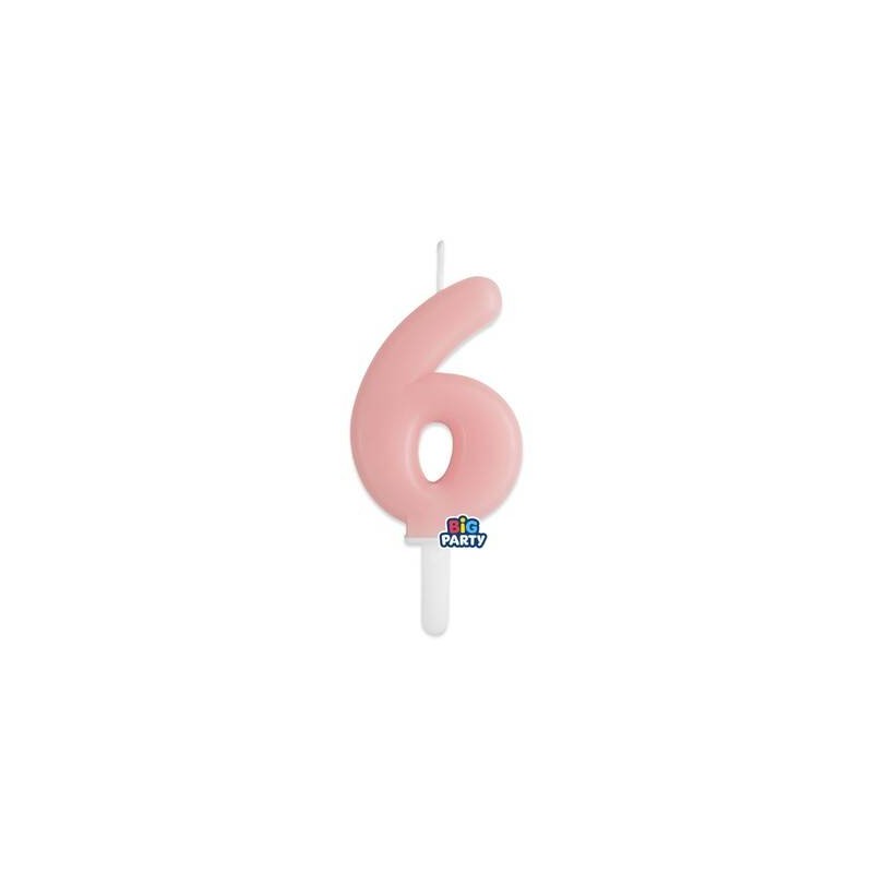 CANDELINA NUMERO 6 TINY PLUMP ROSA BABY 7cm