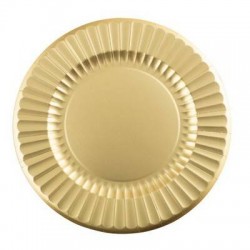 PIATTI CARTONCINO ROUND SHAPE GOLD SATIN 33cm 6pz