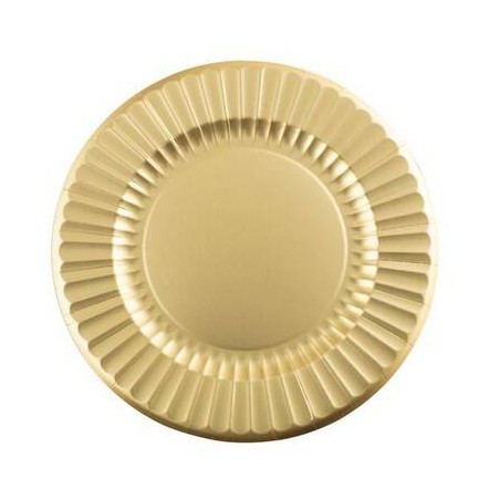PIATTI CARTONCINO ROUND SHAPE GOLD SATIN 33cm 6pz
