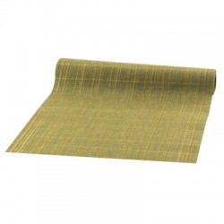 RUNNER IN TESSUTO VERDE SCURO C/RIGHE ORO cm30x3mt