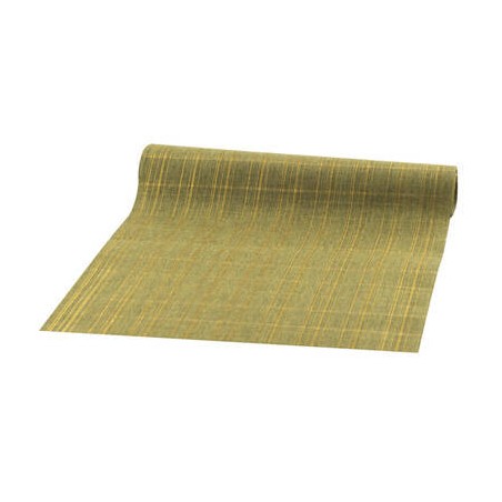 RUNNER IN TESSUTO VERDE SCURO C/RIGHE ORO cm30x3mt