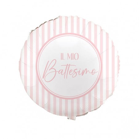 PALLONE MYLAR IL MIO BATTESIMO ROSA 45cm