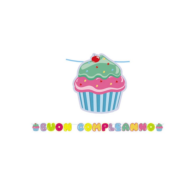 FESTONE MAXI BUON COMPLEANNO CUPCAKE 6mt