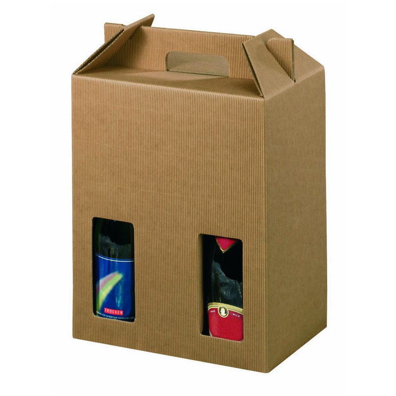 SCATOLA PORTA 6 BOTTIGLIE C/MAN. E FIN. 27x18x39cm ONDA AVANA