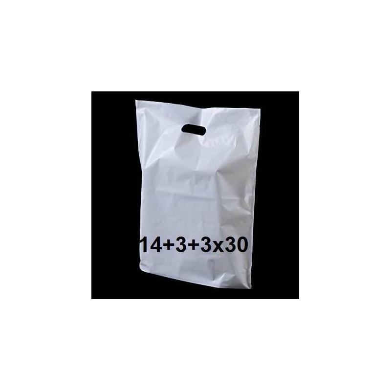 SHOPPER FAGIOLO PE/HD 60my 14+3+3x30cm BIANCO 5kg (lg.N°28 24/03/12) **TASSA CONAI 0,718/KG INCLUSA**