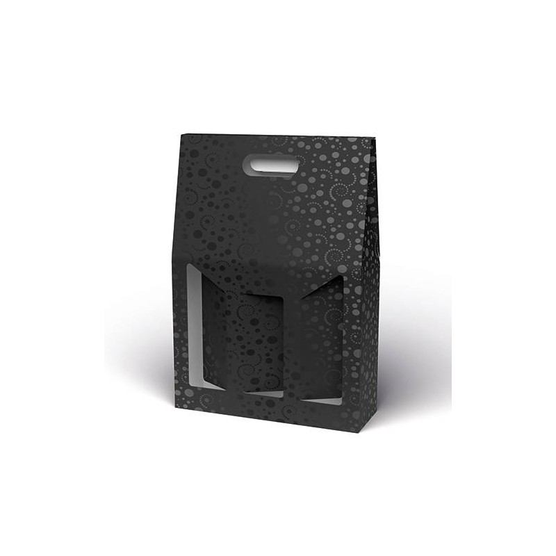 SCATOLA 3 BOTTIGLIE C/MAN. E FIN. 27x9x38cm SPOT NERO