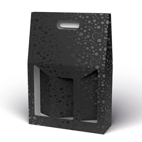 SCATOLA 3 BOTTIGLIE C/MAN. E FIN. 27x9x38cm SPOT NERO