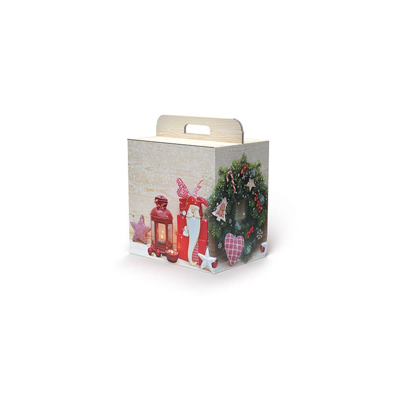 SCATOLA REGALO C/MANIGLIA LINEA 200 33x24x34cm COZY CHRISTMAS