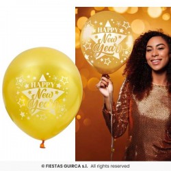 PALLONCINI LATTICE ORO SCRITTA HAPPY NEW YEAR 10pz
