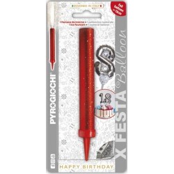 CANDELOTTO FESTA + PALLONCINO MYLAR N°8 H.13cm