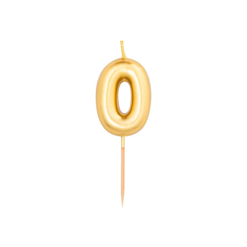 CANDELINA NUMERO 0 METAL ORO 8cm