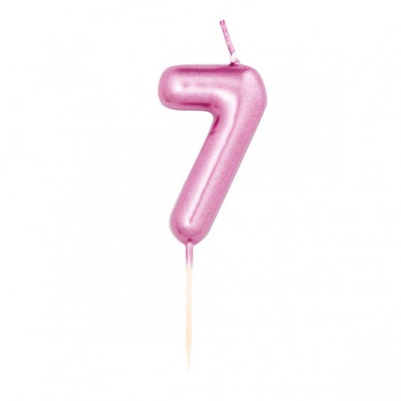 CANDELINA NUMERO 7 METAL FUCSIA 7cm