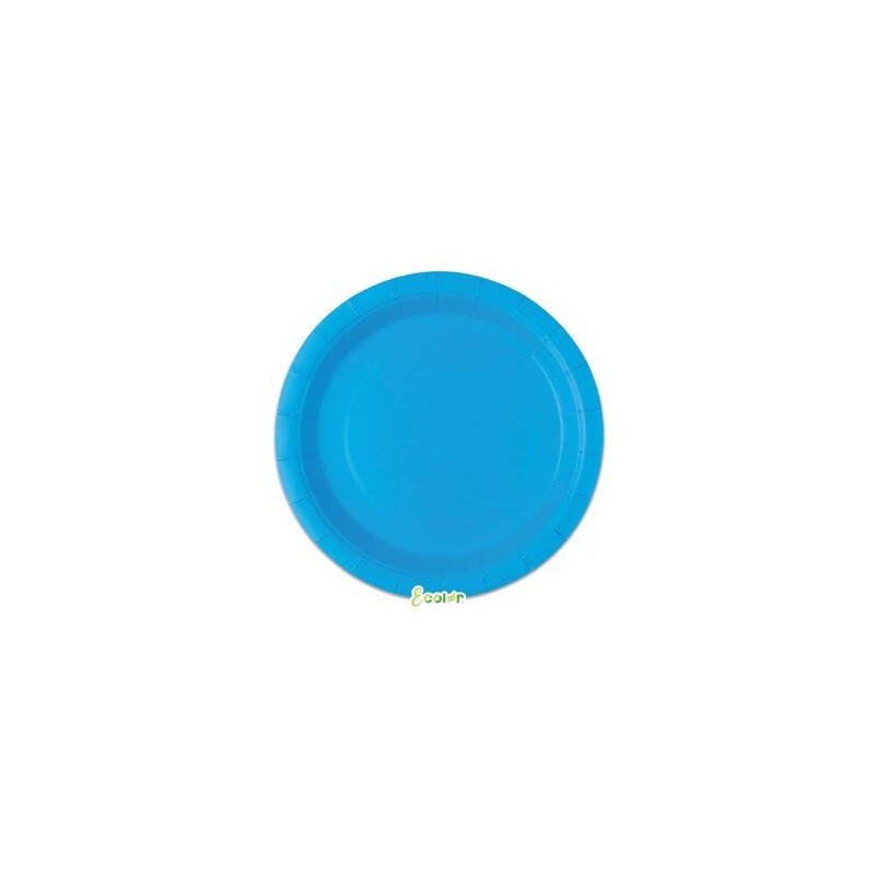 PIATTI PIANI ECOLOR BIODEGRADABILI 24cm TURCHESE 25pz