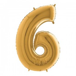 PALLONE NUMERO 6 MYLAR 102cm 40 ORO