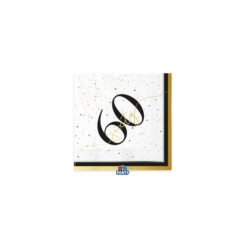 TOVAGLIOLI 33x33cm HAPPY BIRTHDAY PRESTIGE 60ANNI 16pz