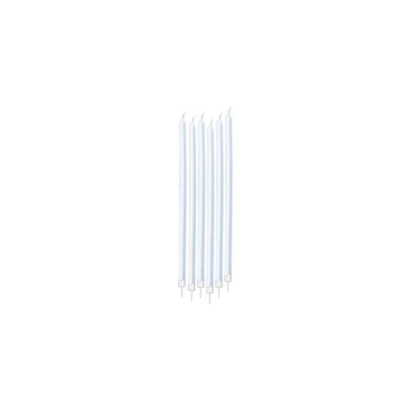 CANDELINE STELO MATITE PERLATE 15cm BIANCHE  6pz