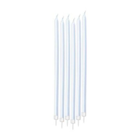 CANDELINE STELO MATITE PERLATE 15cm BIANCHE  6pz
