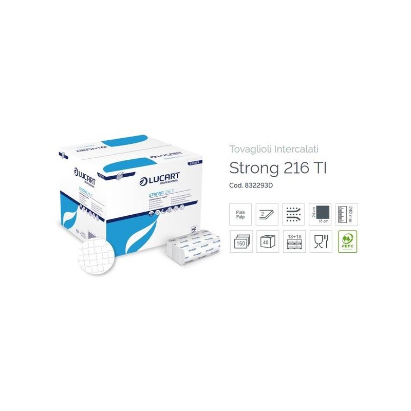 TOVAGLIOLI INTERCALATI PURA CELLULOSA 16x24cm 150pz STRONG LUCART