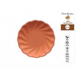 PIATTI DESSERT CONCHIGLIA COMPOSTABILI TONDI ø19cm CORALLO 6pz
