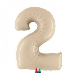 PALLONE NUMERO 2 MYLAR 102cm 40 CREMA