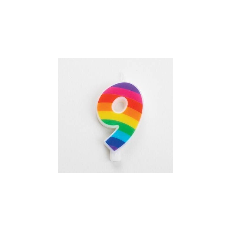 CANDELINA NUMERO 9 SCINTILLANTI RAINBOW 9,5cm