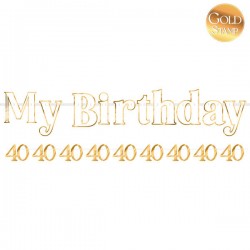 FESTONE HAPPY BIRTHDAY 40 BIANCO/ORO 110cm 90cm