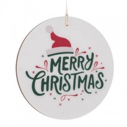 DECORAZIONE DA APPENDERE IN LEGNO C/SCRITTA MERRY CHRISTMAS ø10cm