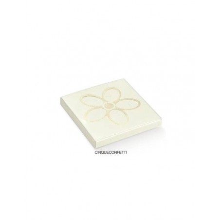 SCATOLA 5 CONFETTI + PVC FIORE GLITTER 10,5X10X1,5cm 10pz