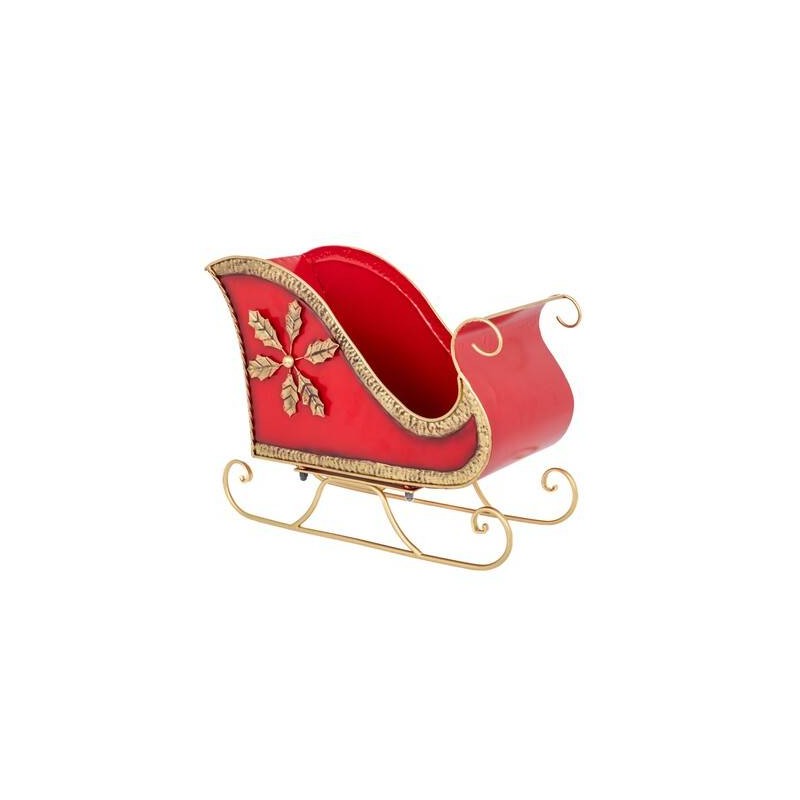 SLITTA IN METALLO ROSSO E ORO 40x20x31,5cm