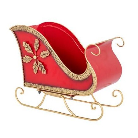 SLITTA IN METALLO ROSSO E ORO 40x20x31,5cm