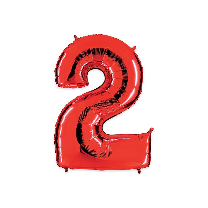 PALLONE NUMERO 2 MYLAR 102cm 40 ROSSO