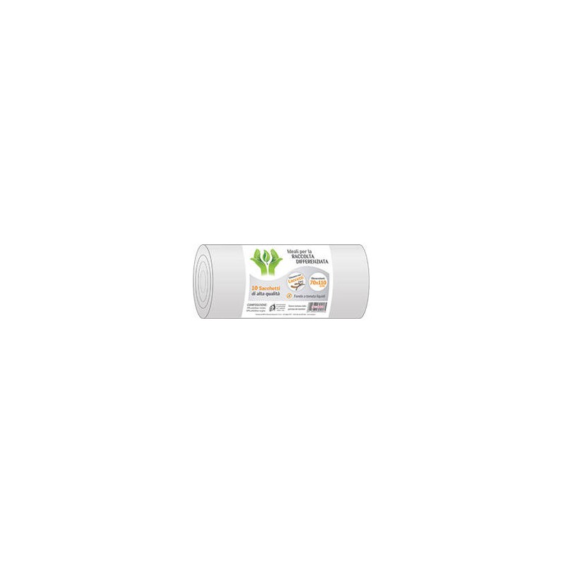 SACCHI NU 70x110cm RACCOLTA DIFFERENZIATA BIANCO 10pz