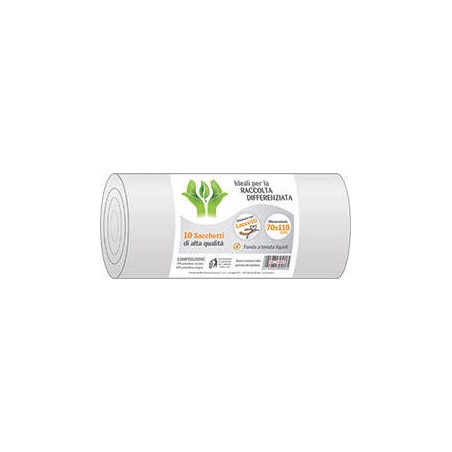 SACCHI NU 70x110cm RACCOLTA DIFFERENZIATA BIANCO 10pz