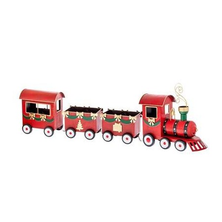 TRENINO IN METALLO 125x17x38,5cm ROSSO
