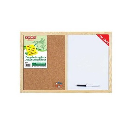 PANNELLO IN SUGHERO + LAVAGNA CANCELLABILE 40x60cm