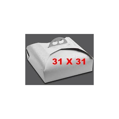 SCATOLA PORTA TORTA QUADRATA MIS.31x31x7 BIANCO RAMAGE