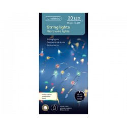 MICRO LED 20 LUCI 95cm FILO ARGENTO LUCE MULTICOLORE INTERNO