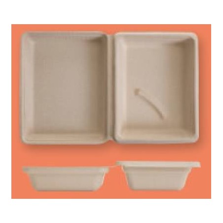 VASCHETTA POLPA RETTANGOLARE 22,5x16x8,5cm  BIO COMPOSTABILI 50pz JUNGLE