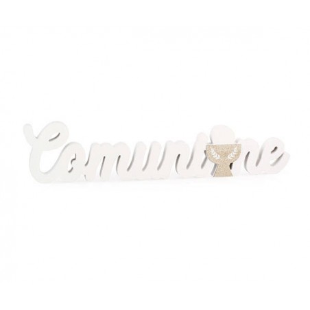 SCRITTA LEGNO COMUNIONE 55x30x14,7cm BIANCO