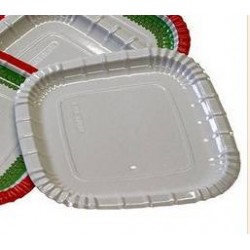 PIATTI QUADRATI BIANCHI CARTONCINO 24X24 50pz