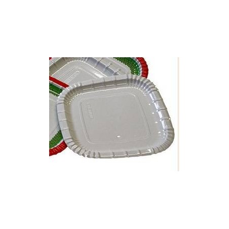 PIATTI QUADRATI BIANCHI CARTONCINO 24X24 50pz