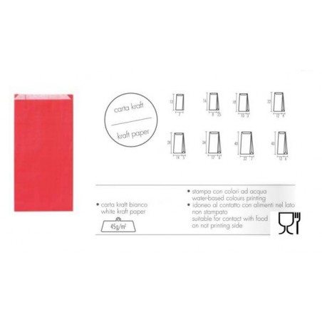 BUSTE REGALO CARTA SEALING ROSSO-723 8+2,5x16cm 100pz PER ALIMENTI