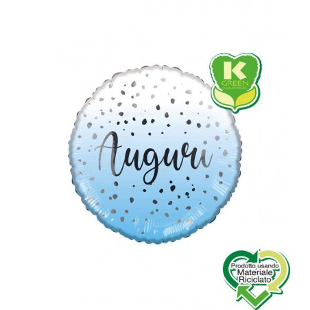 PALLONE MYLAR AUGURI CELESTE DROPS K-GREEN 18 45cm