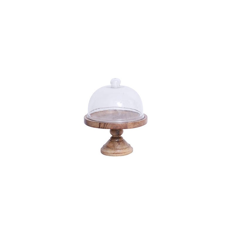 PORTA TORTA ERDEN IN LEGNO CON CUPOLA VETRO 27cm