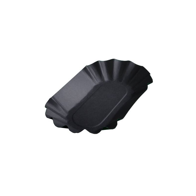 VASSOIO OVALE CARTONCINO TOTAL BLACK 10,5x17,5x3cm 50pz USOBIO