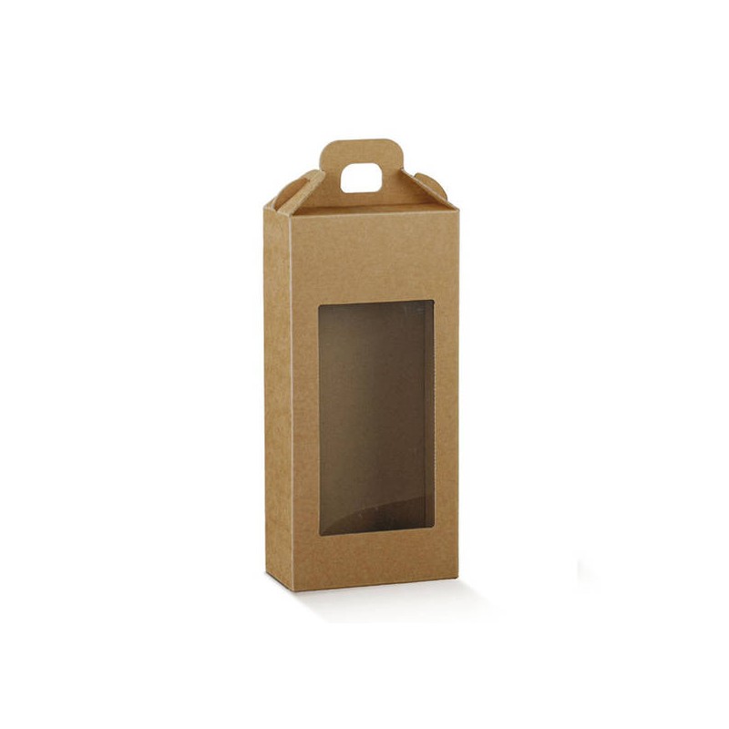 VALIGETTA 2 BOTTIGLIE C/FINESTRA 13x7x28cm AVANA LISCIA
