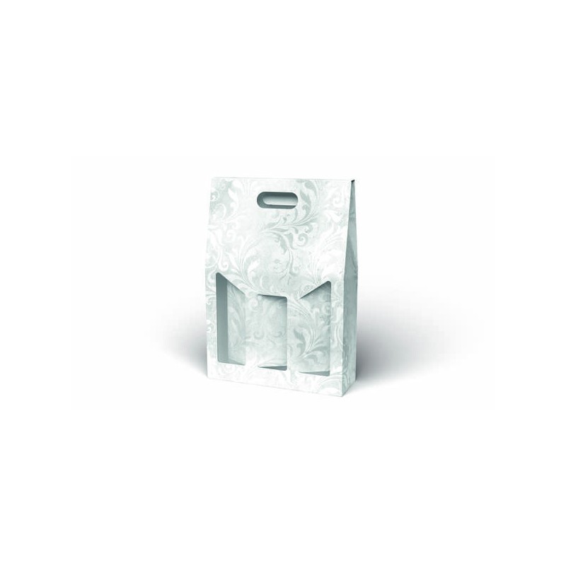 SCATOLA 3 BOTTIGLIE C/MAN. E FIN. 27x9x38cm  DAMASCO PERLA