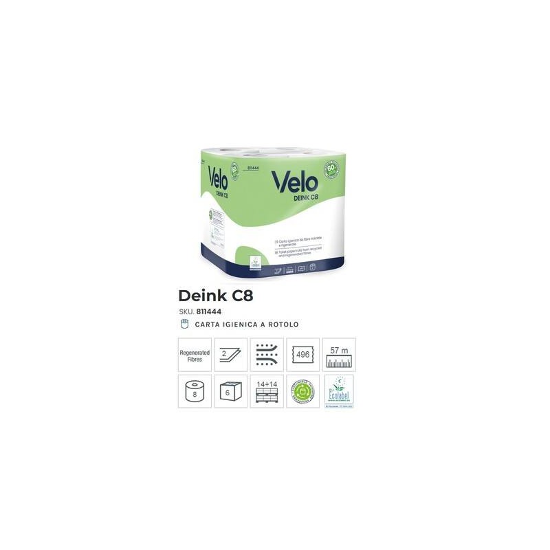 IGIENICA DEINK C8 2VELI 196str 8 MAXI ROTOLI VELO