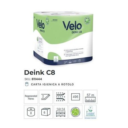 IGIENICA DEINK C8 2VELI 196str 8 MAXI ROTOLI VELO